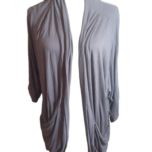 3/$20  Stripe purple draped pocket cardigan 2 - Picture 1 of 5